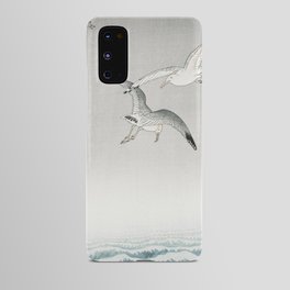 Old Vintage Sea Gulls Flying Over The Ocean Illustration Android Case