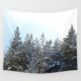 Scottish Highland Snow Crowned Pine Trees Wall Tapestry