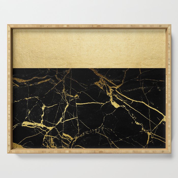 Gold And Black Marble Serving Tray By, Coffee Table Tray Black And Gold
