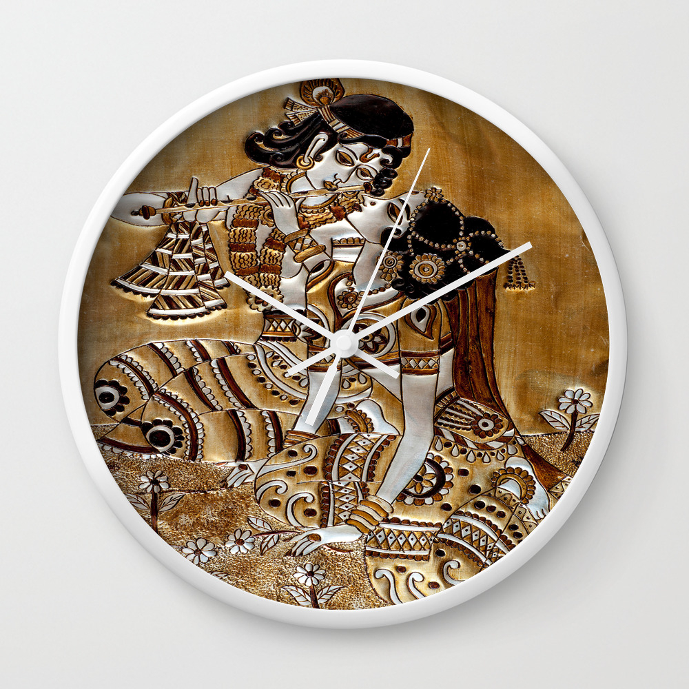 Indian God Radha Krishna Wall Clock By Anannya Society6