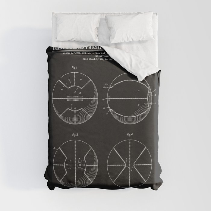 Basketball Patent - Black Duvet Cover