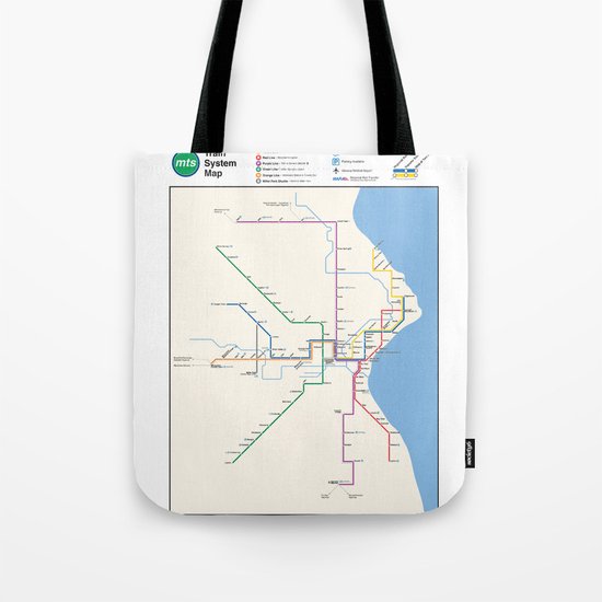 Milwaukee Transit System Map Tote Bag