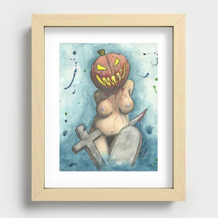 Halloween Pumpkin Snatcher Recessed Framed Print