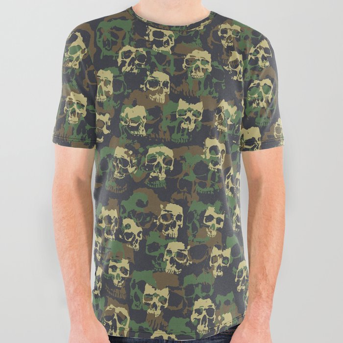Skull Camo WOODLAND All Over Graphic Tee by GrandeDuc | Society6