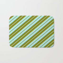 [ Thumbnail: Green & Turquoise Colored Stripes Pattern Bath Mat ]