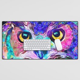 Colorful Bird Nature Art - Wild Owl Desk Mat