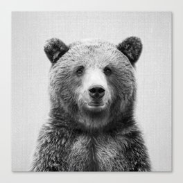 Grizzly Bear - Black & White Canvas Print