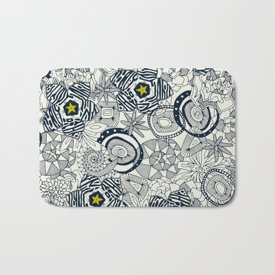 succulents ivory chartreuse star Bath Mat
