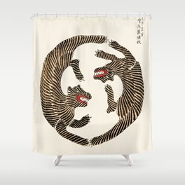 Japanese Tigers by Taguchi Tomoki 1860-1869 - Tiger Shower Curtain
