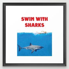 Swim With Sharks Framed Art Print