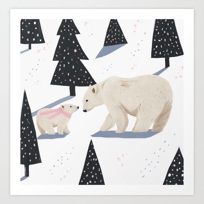 Polar Bear Christmas Art Print