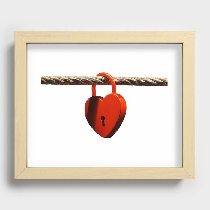 Love Heart Romantic Padlock. Recessed Framed Print