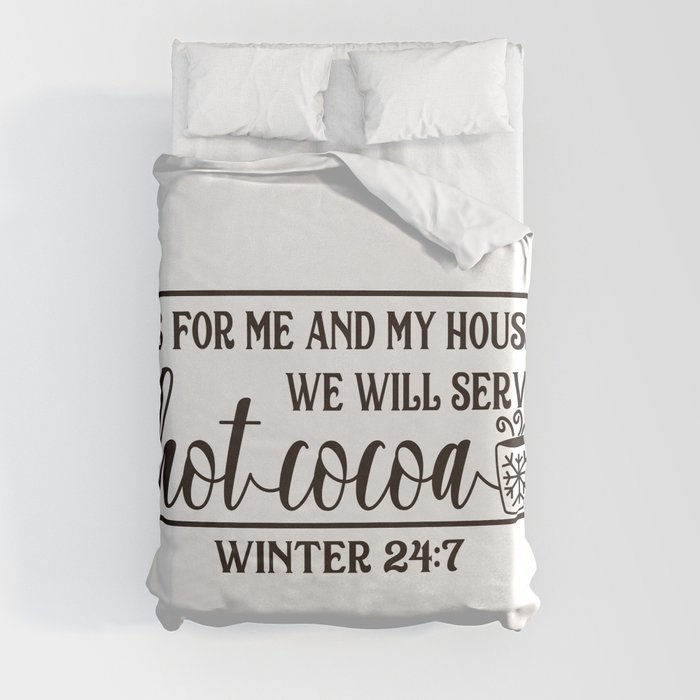 Funny Winter Hot Cocoa Sign Duvet Cover