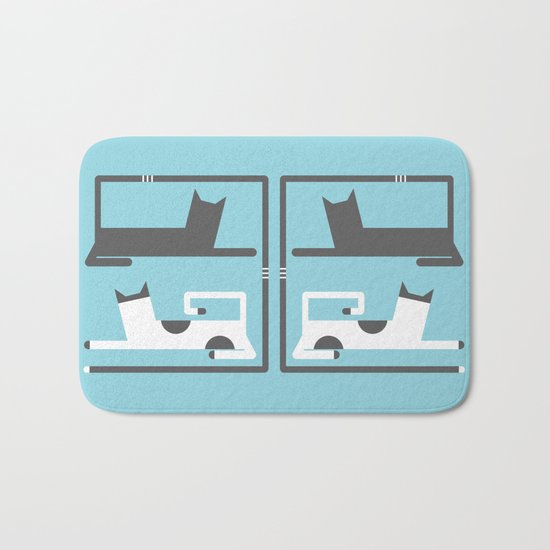 CATS IN LOVE BLUE (abstract animals) Bath Mat
