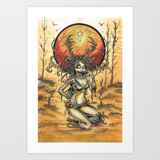 Zombie Jagger Girl Art Print