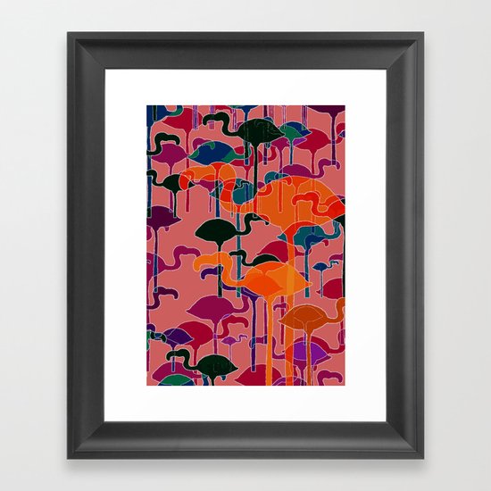 multicoloured flamingos Framed Art Print