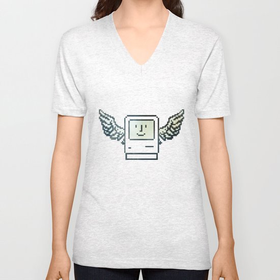 pixel mac with wings Unisex V-Neck