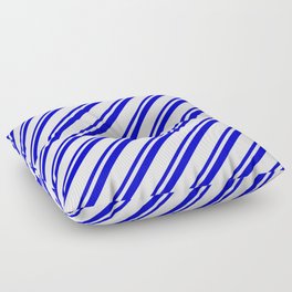 [ Thumbnail: Blue & White Colored Striped Pattern Floor Pillow ]