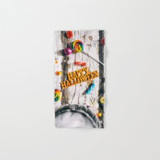 halloween happy halloween message with candy and magic potion hand bath towel - Halloween Bath Towels halloween happy halloween message with candy and magic potion hand bath towel - Halloween Bath Towels