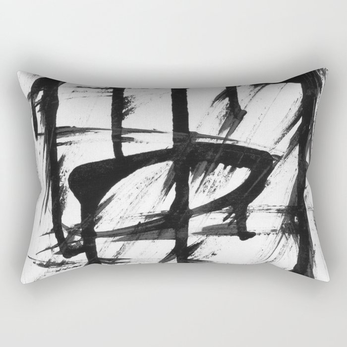 Black brush stripes Rectangular Pillow