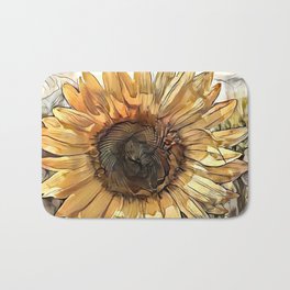 Watercolor Big Sunflower Elegant Collection Bath Mat