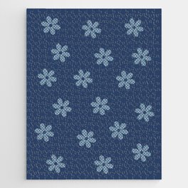 Checkered Flowers Pattern in Blue Jigsaw Puzzle