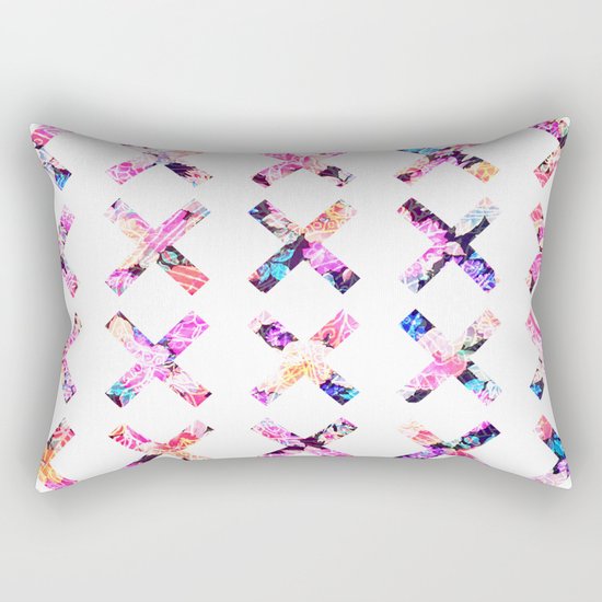 Elegant Vintage Chic Floral Bright Crosses Pattern Rectangular Pillow