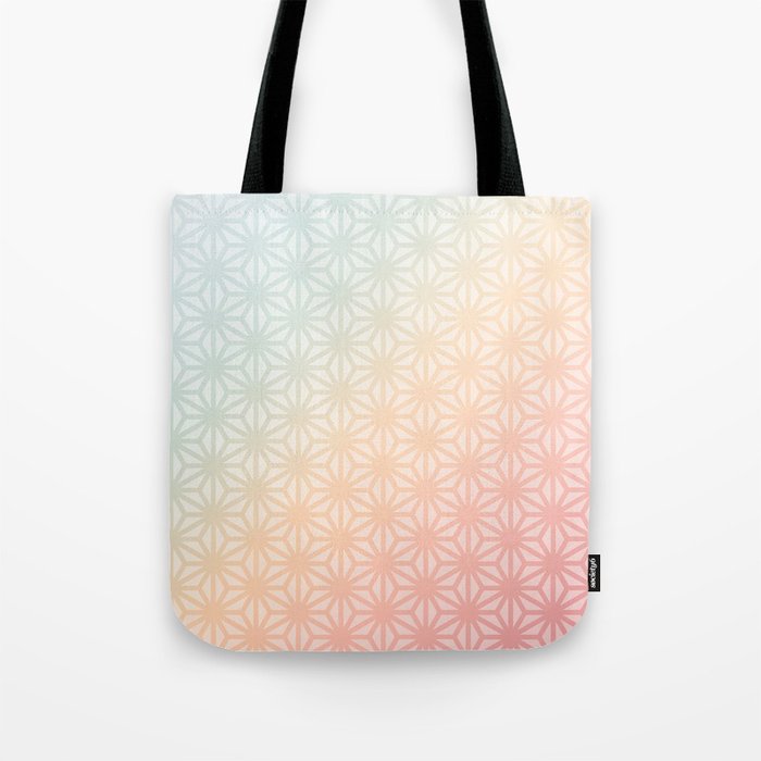 Japanese Asanoha Pattern in Rainbow Gradient Tote Bag