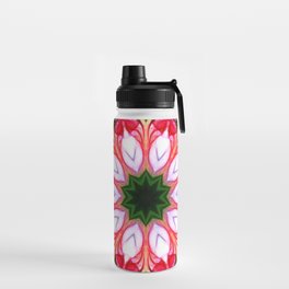 Peachy Pink Abstract Floral Tile 34 Water Bottle
