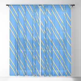 [ Thumbnail: Blue, Bisque & Green Colored Lines/Stripes Pattern Sheer Curtain ]