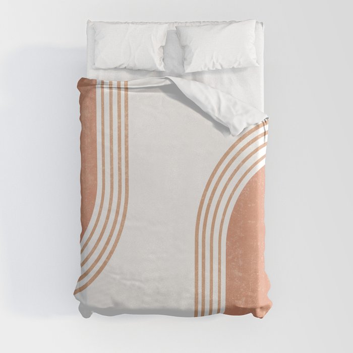 Mid Century Modern 4 - Geometrical Abstract - Minimal Print - Terracotta Abstract - Burnt Sienna Duvet Cover