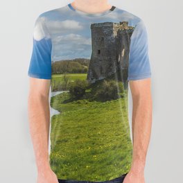 Great Britain Photography - Carew Castle In The Grassy Hills Of Wales All Over Graphic Tee