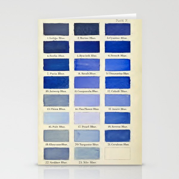 Vintage Color Chart - Blue Hues Stationery Cards