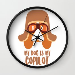 Dog Is My Copilot Funny Car and Dog Dachshund Weiner product Wall Clock