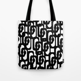 Black and White Mid-century Modern Loop Pattern Tote Bag