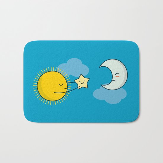 Sun and Moon - Cute Doodles Bath Mat