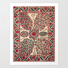 Vintage Suzani Floral Textile Art Print