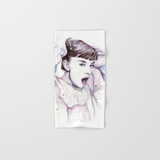 Audrey Hepburn Watercolor Actress Breakfast at Tiffanys Hand & Bath Towel