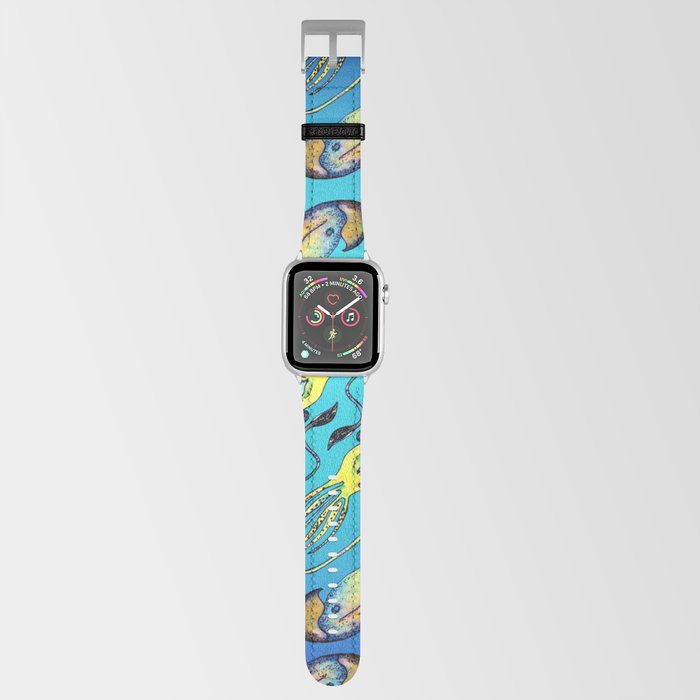 squid pattern on blue background  Apple Watch Band