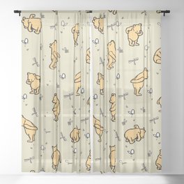 Neutral Classic Pooh Pattern Sheer Curtain