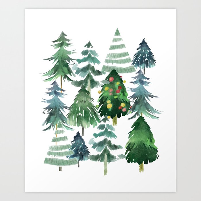 Watercolor store christmas tree