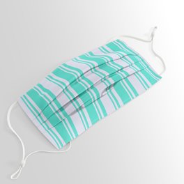 [ Thumbnail: Lavender & Turquoise Colored Pattern of Stripes Face Mask ]