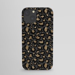 Black Gold Leopard Print Pattern iPhone Case
