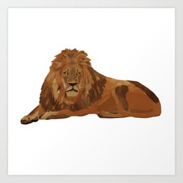 digital painting of a male brown lion Art Print