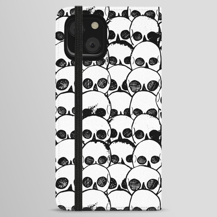 Black and White Catacomb Skulls iPhone Wallet Case