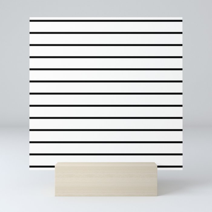 Minimalist Line Stripes Black And White Stripe Nautical Lines Drawing Mini Art Print