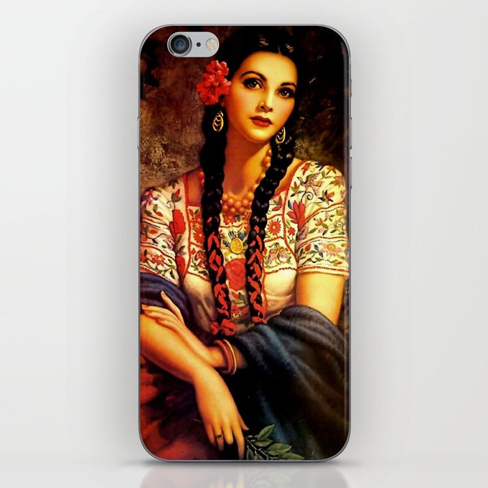 Jesus Helguera Painting Of A Mexican Calendar Girl With Braids Iphone Skin By Patriciannek