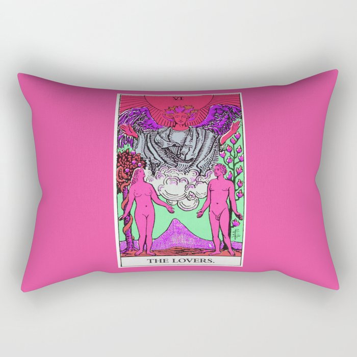 6. The Lovers- Neon Dreams Tarot Rectangular Pillow