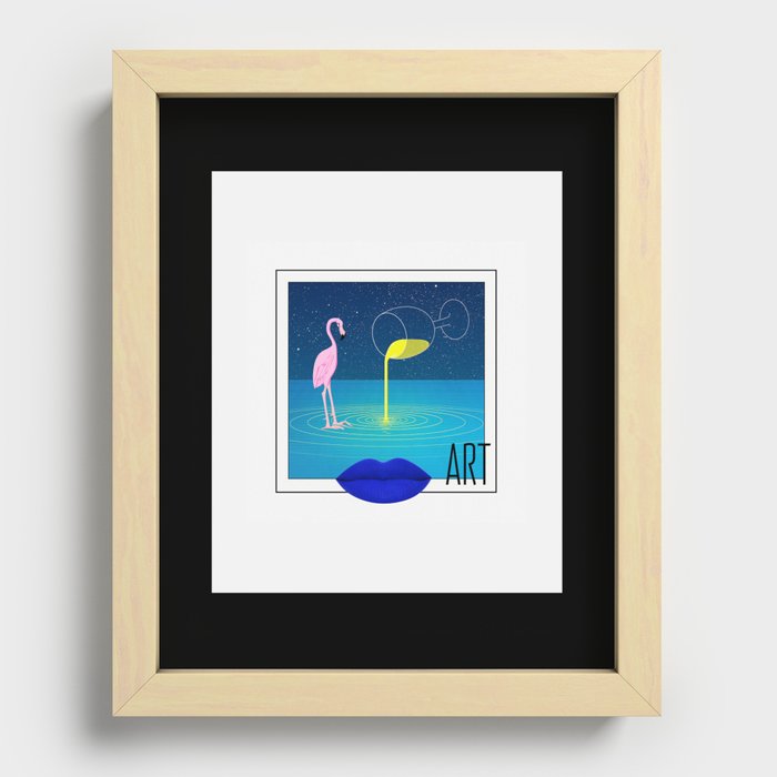 Blue And Yellow Art Recessed Framed Print