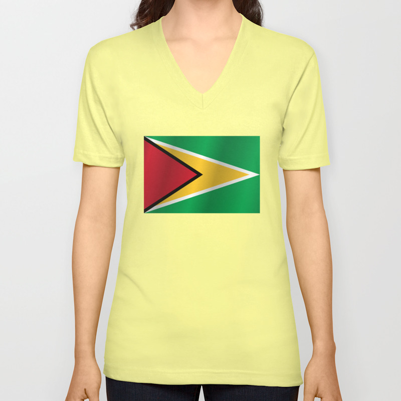 Guyana Flag National Guyanese Republic Symbol Unisex V Neck By Teepsy